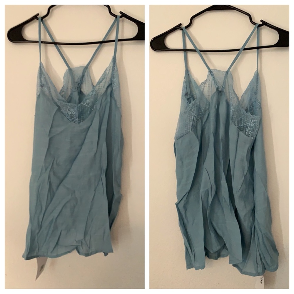 Sexy lace light blue tank